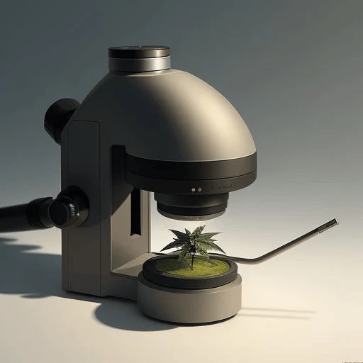 A cannabis leaf under a microscope