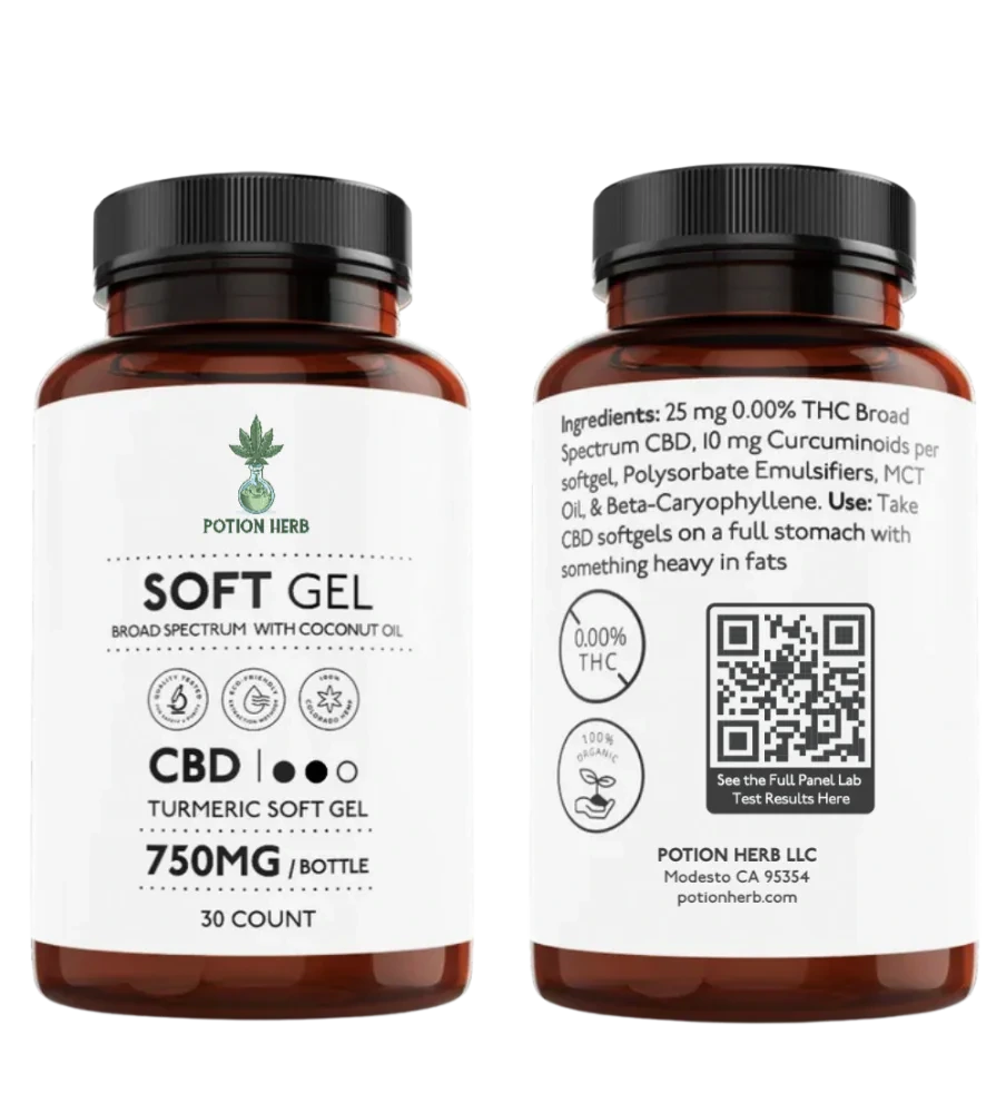 Herbs & Potions CBD Turmeric Softgels 30ct 750mg